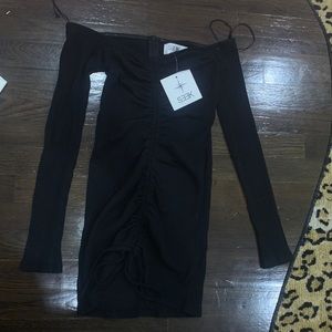 Off the shoulder ruched LBD